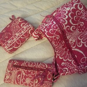 Vera Bradley 3 piece purse wallet and bag